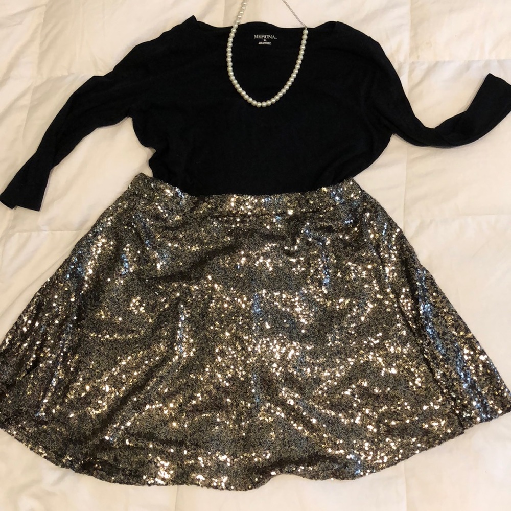 Xhilaration Gold Sequined Skirt - XXL